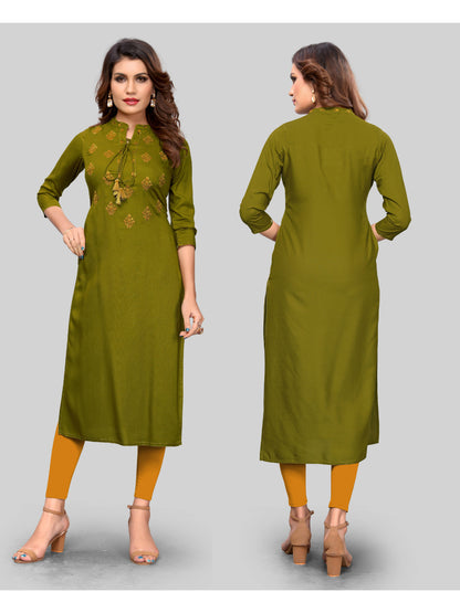 Mehendi Green Rayon Straight Kurti