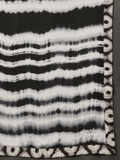Black Embroidered Straight Cotton Kurta Set
