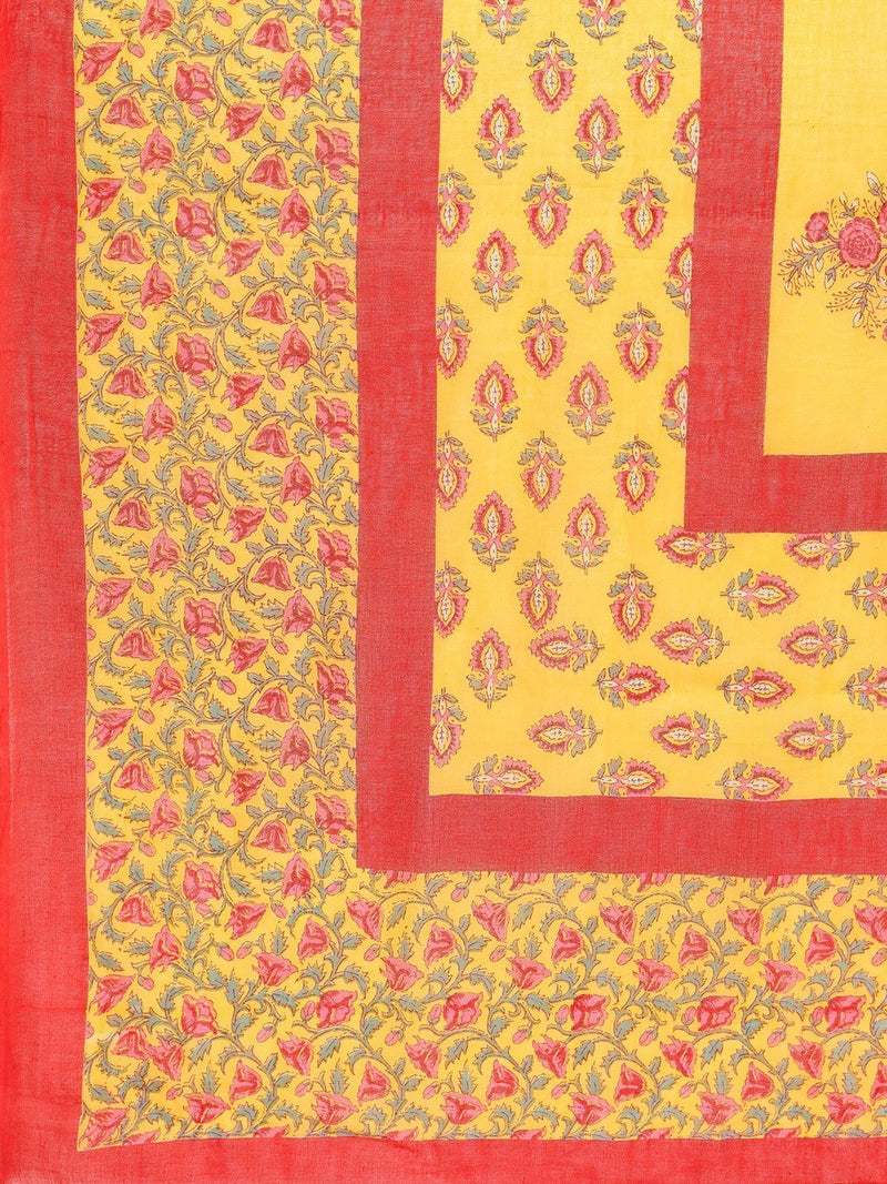 Yellow Embroidered Anarkali Cotton Kurta Set