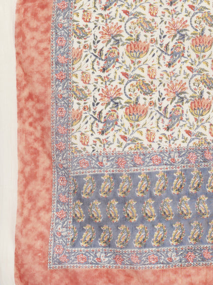 Light Blue Embroidered Straight Cotton Kurta Set