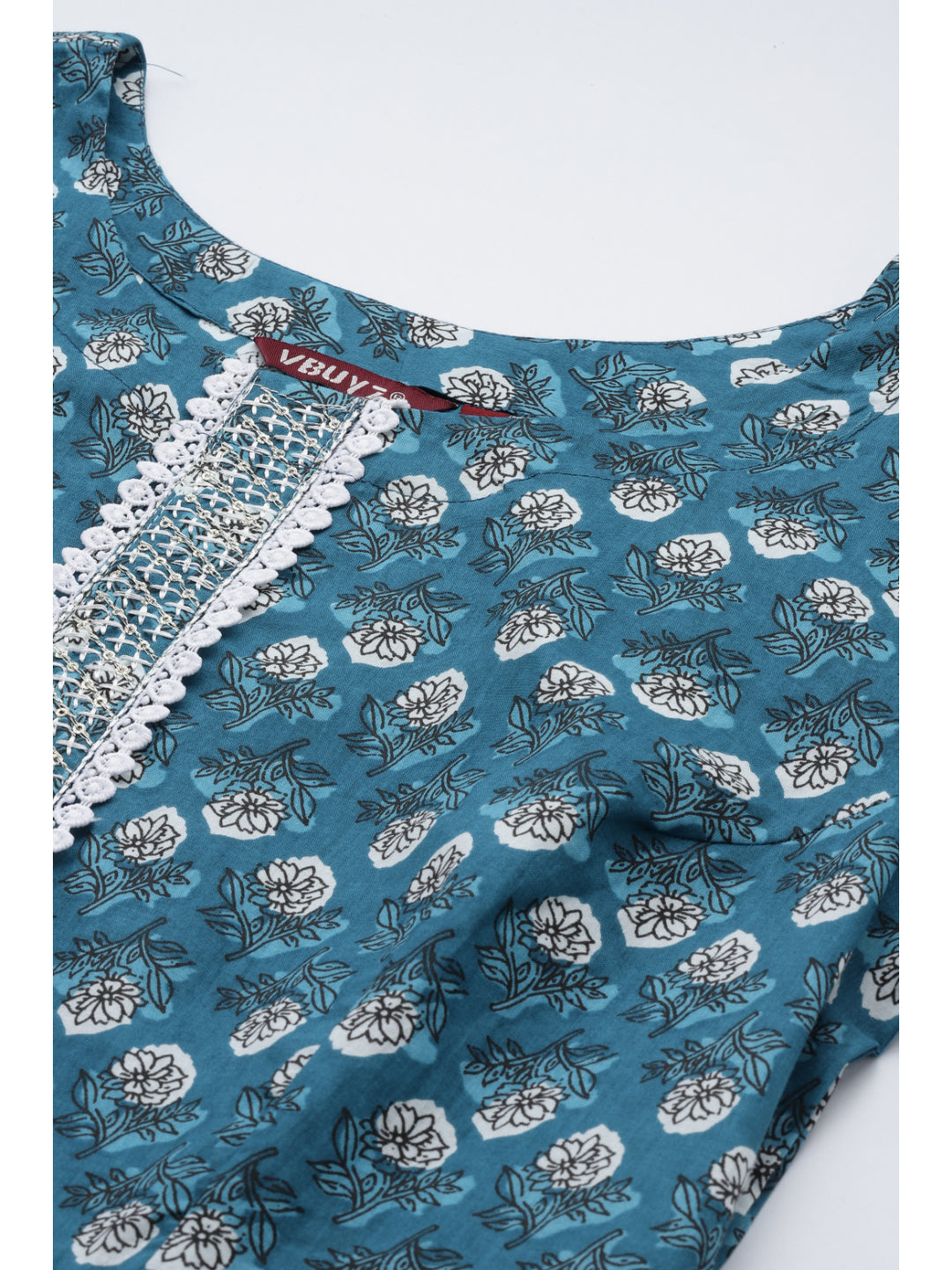 Teal Blue Anarkali Cotton Kurta