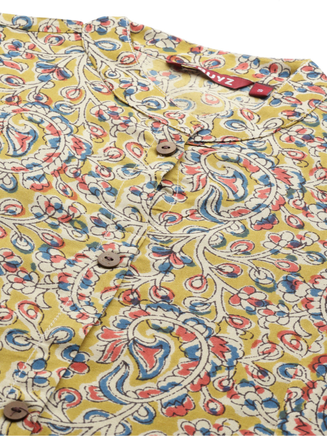 Yellow Rayon Floral Print A-Line Kurta