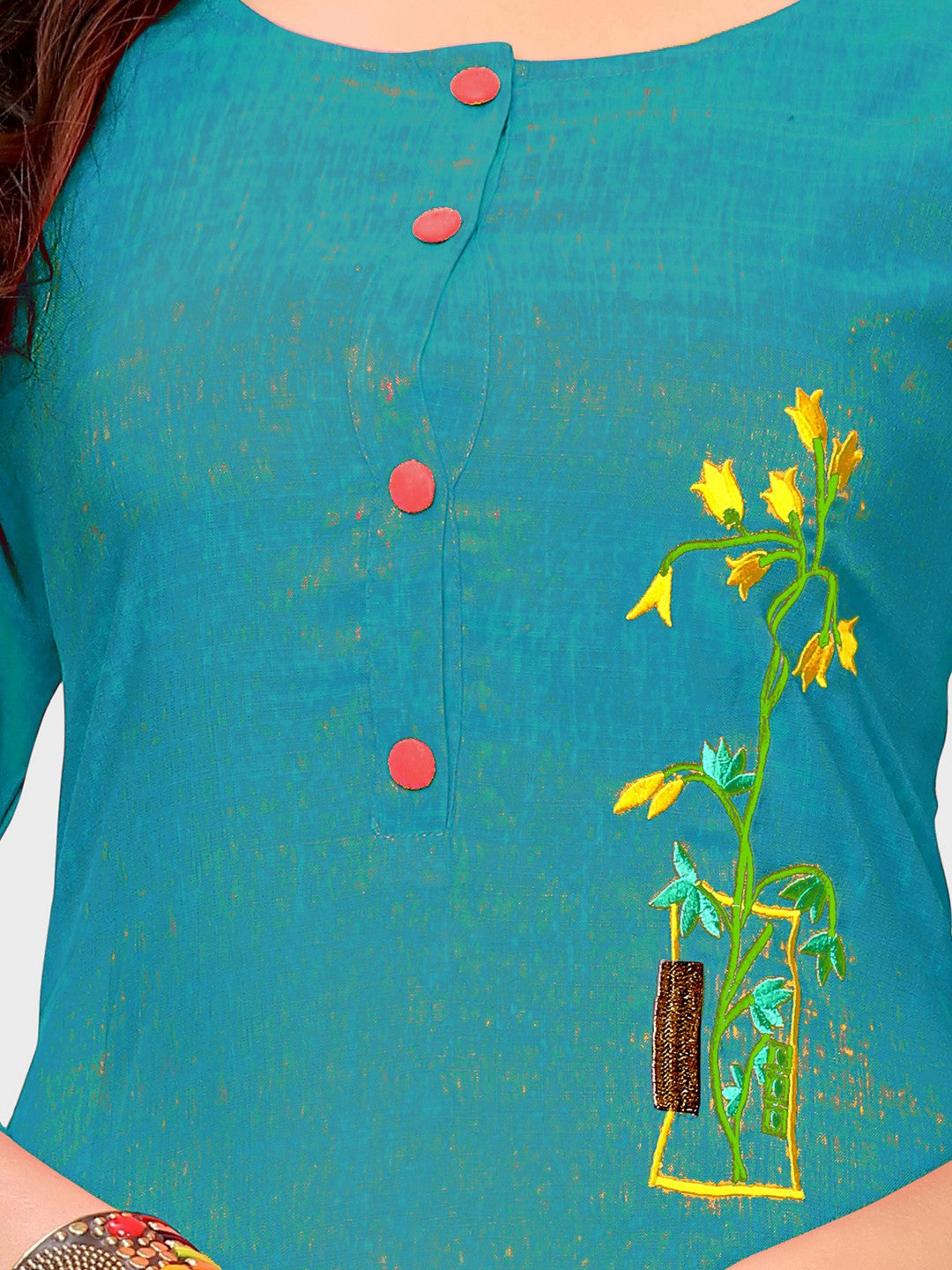 Sky Blue A-line Rayon Kurti