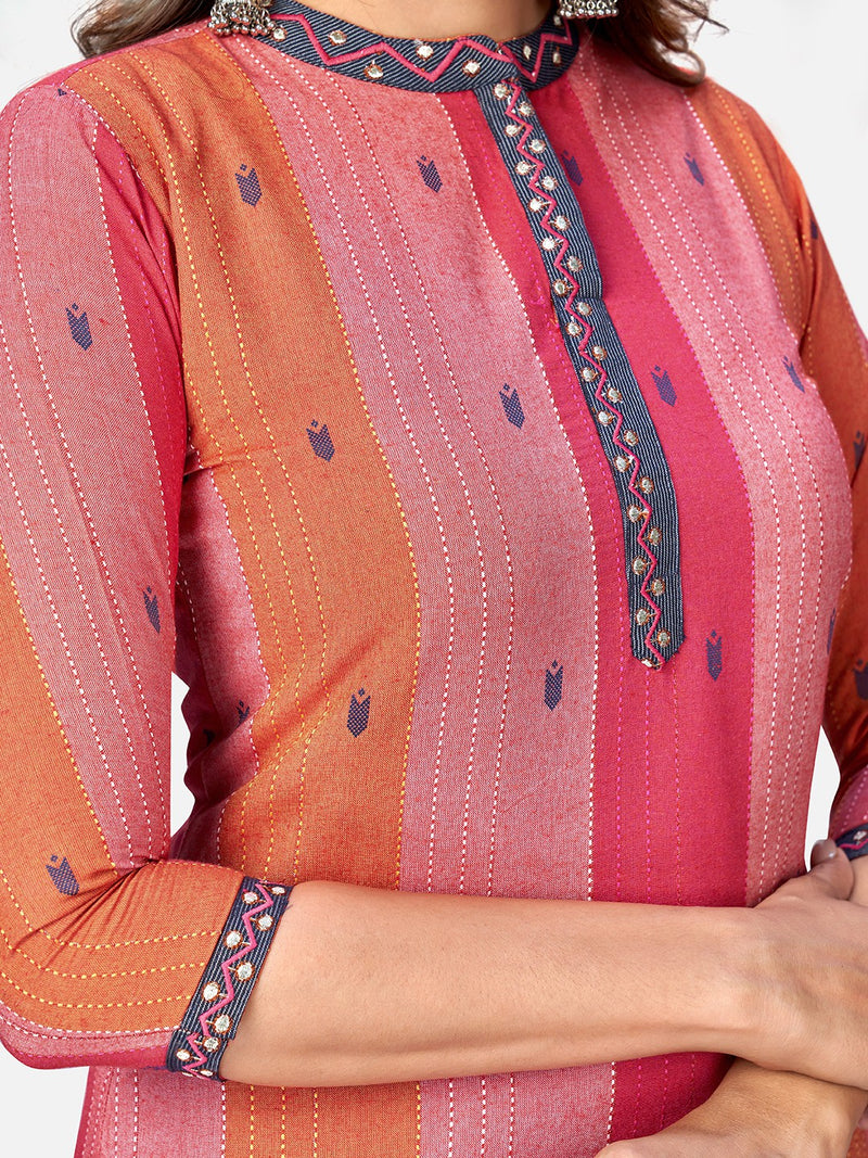 Multicolor Printed Straight Cotton Kurta Set