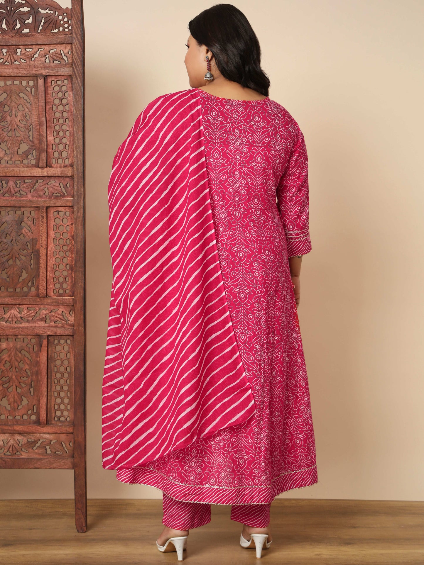 Dark Pink Cotton Anarkali Kurta Set