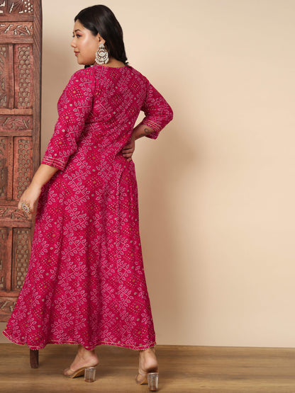 Pink Rayon Anarkali Kurta