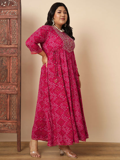 Pink Rayon Anarkali Kurta