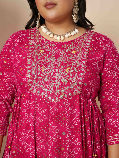 Pink Rayon Anarkali Kurta