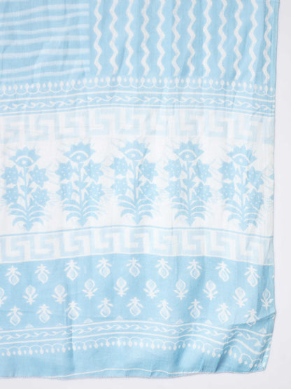 Sky Blue Cotton Straight Kurta Set