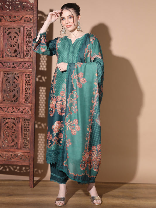 Aqua Muslin Straight Kurta Set