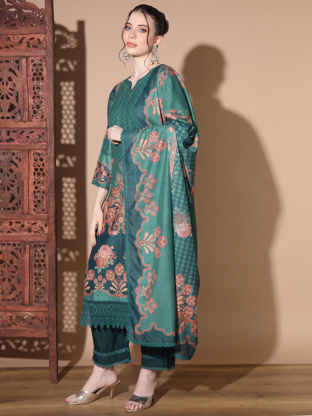 Aqua Muslin Straight Kurta Set