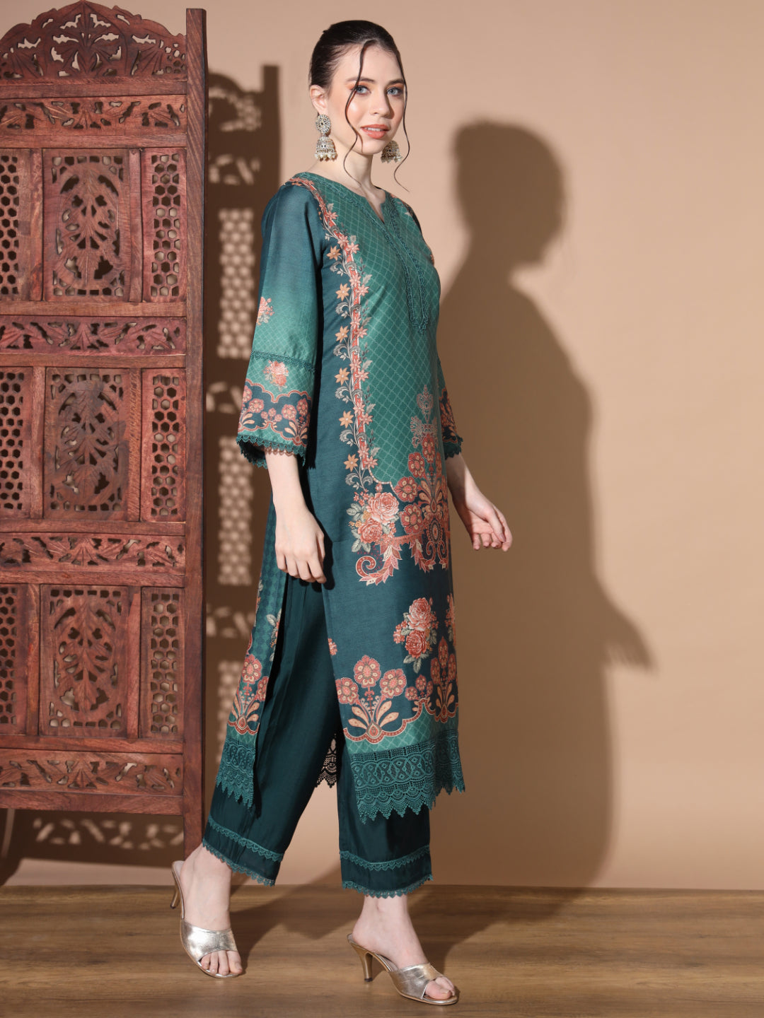 Aqua Muslin Straight Kurta Set