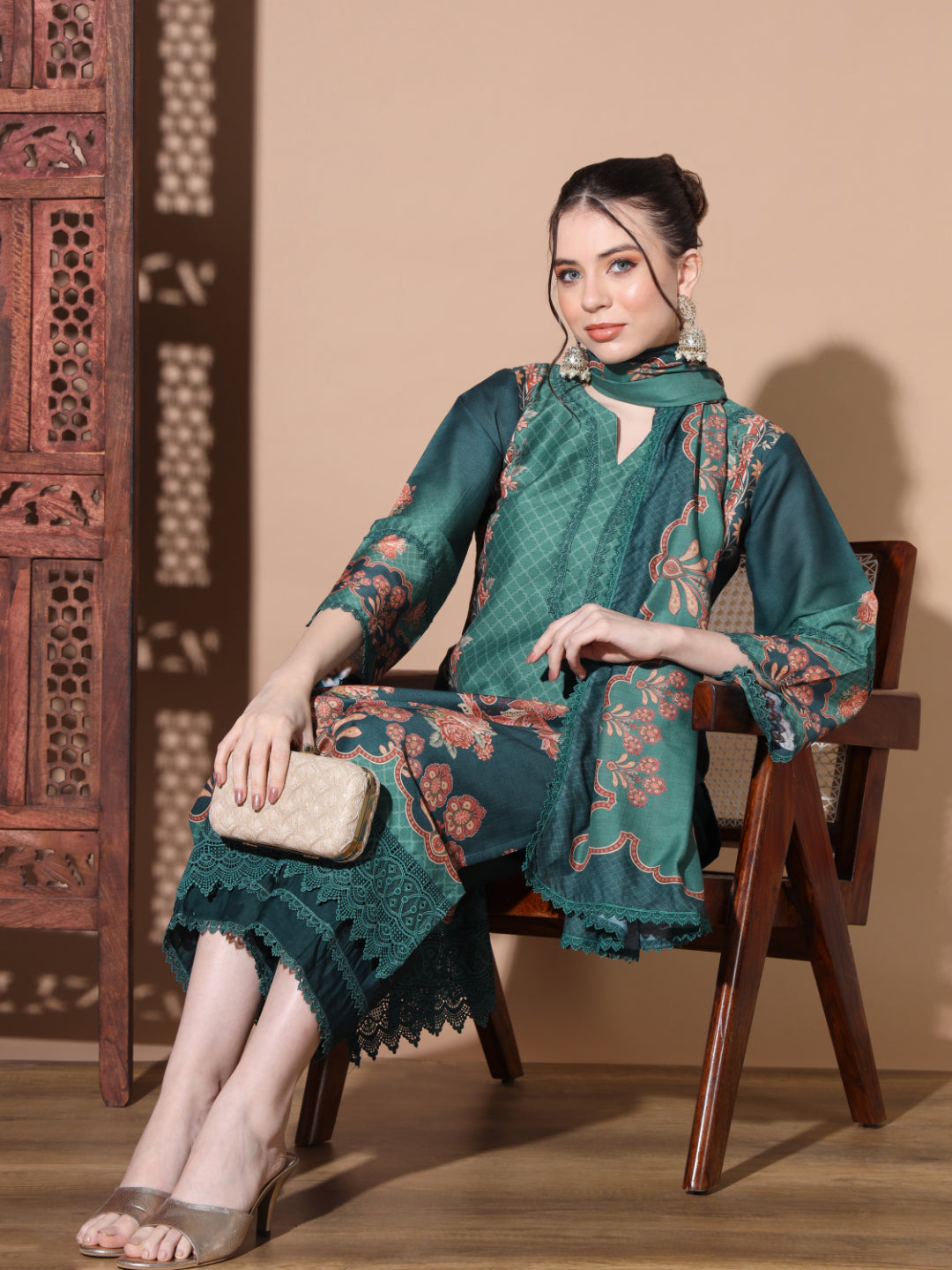 Aqua Muslin Straight Kurta Set