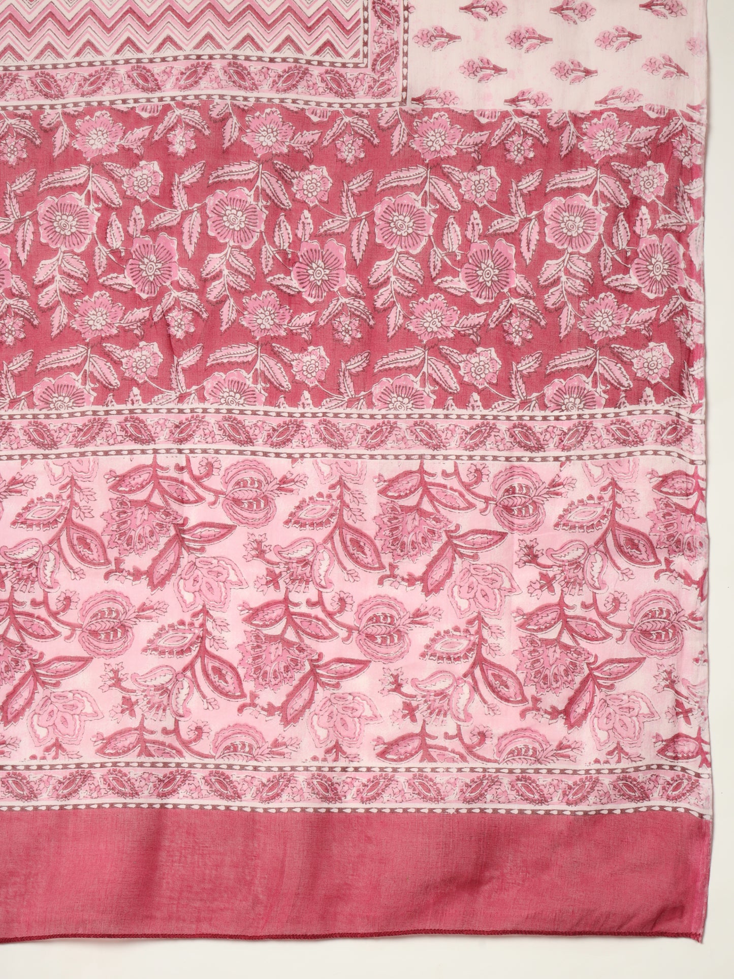 Pink Cotton Straight Kurta Set