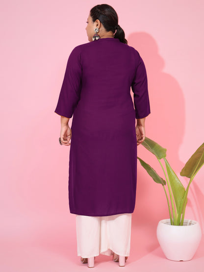 Rayon Straight Purple Kurti