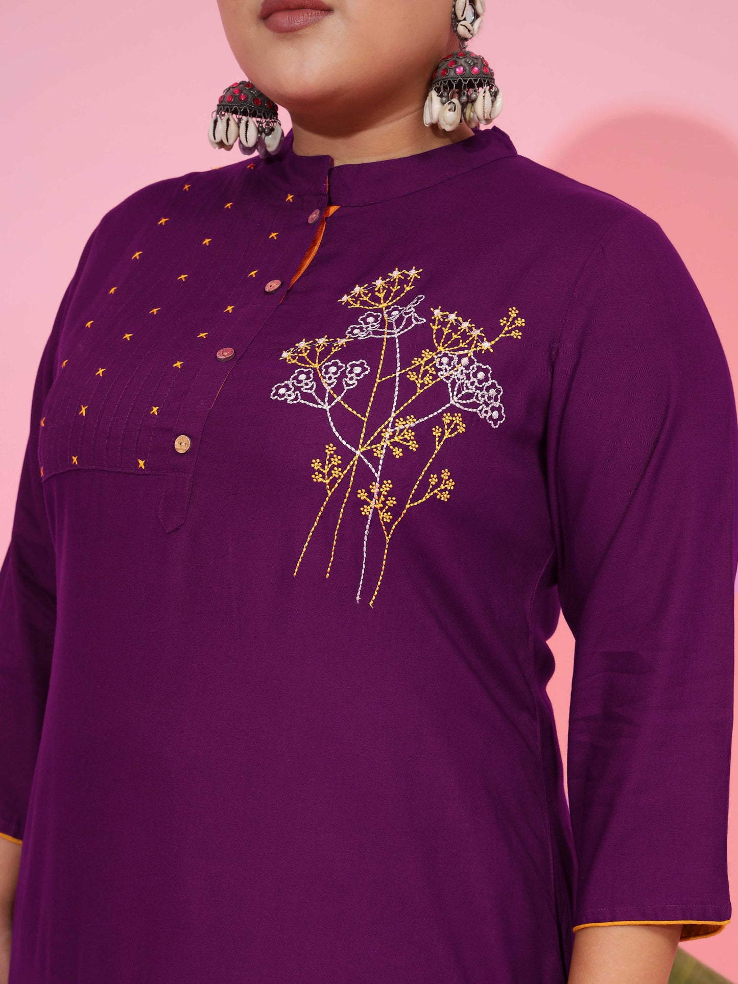 Rayon Straight Purple Kurti