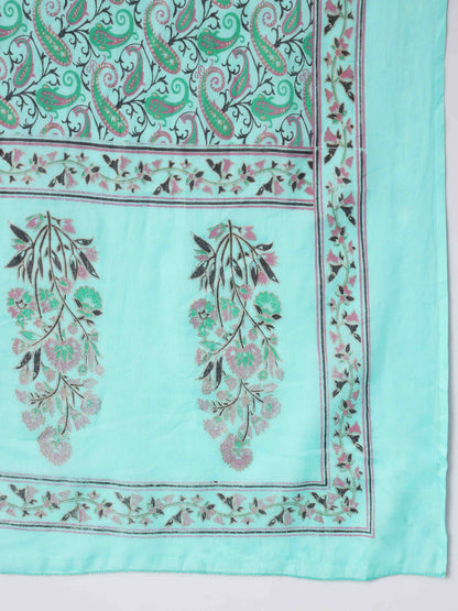 Turquoise Cotton Straight Kurta Set