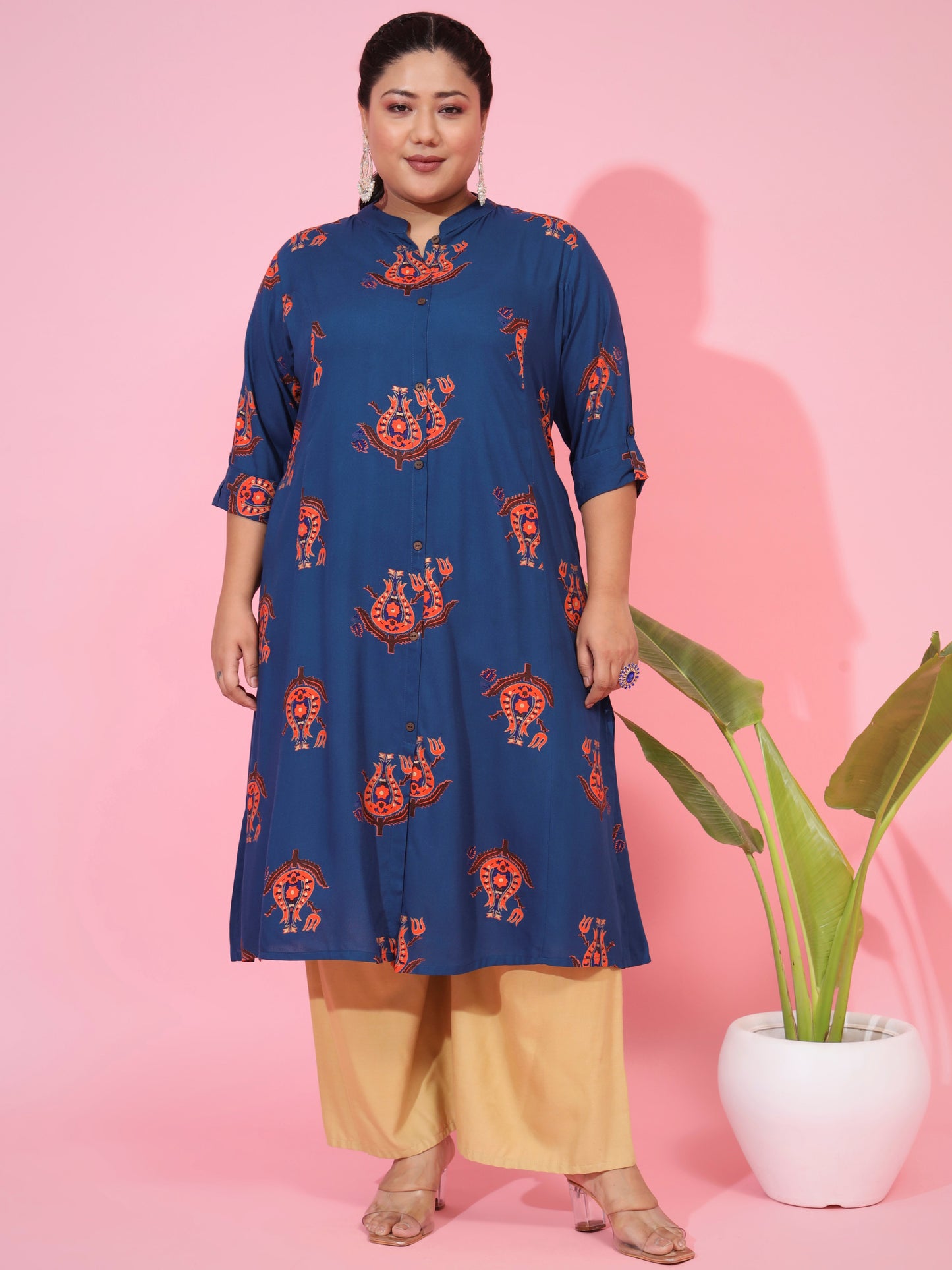 Blue Rayon A-Line Kurta