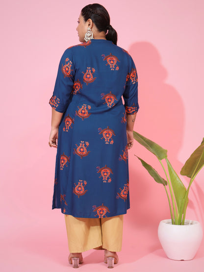 Blue Rayon A-Line Kurta