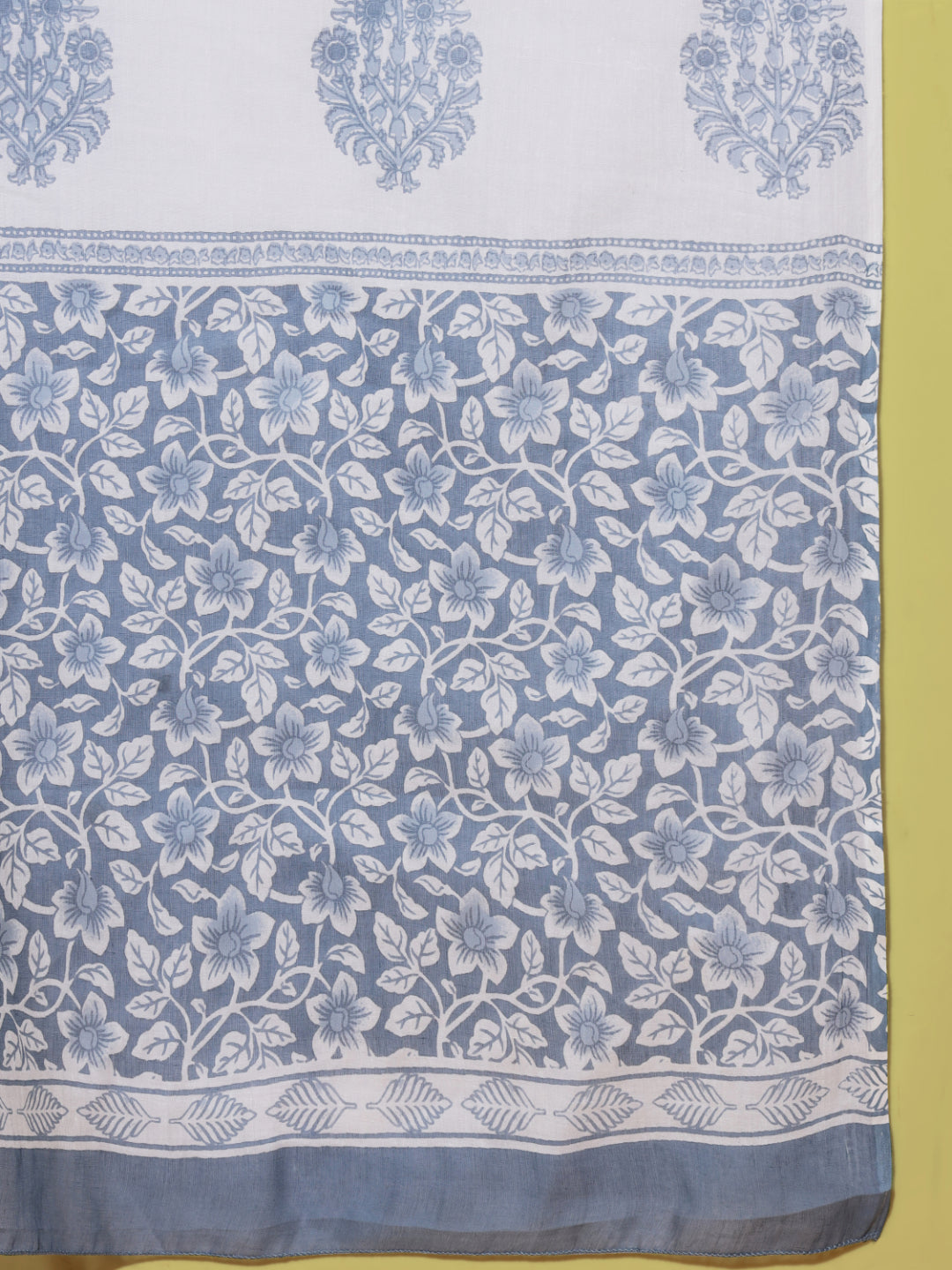Blue Printed Straight Cotton Kurta Set