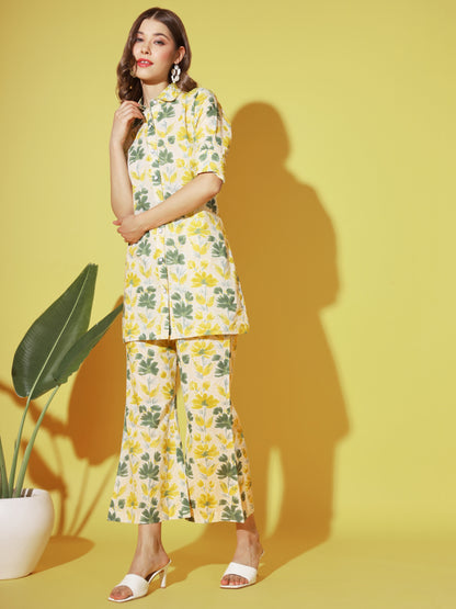 Yellow Printed Cotton Co-Ords