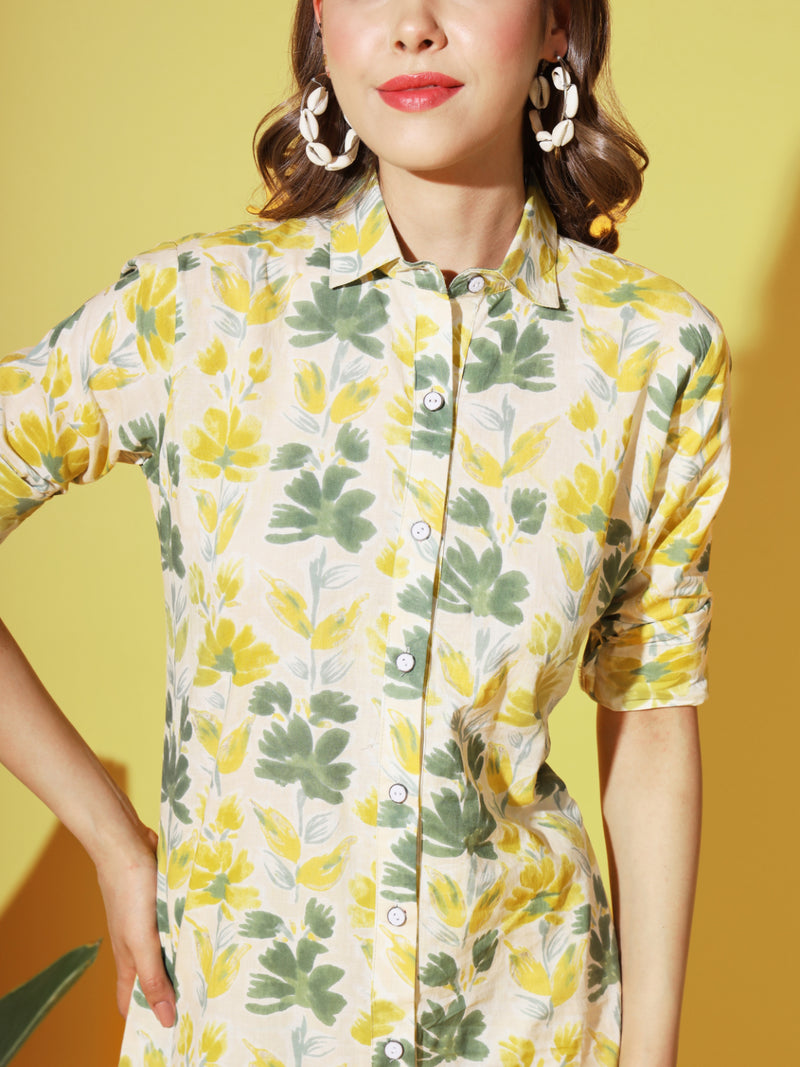 Yellow Printed Cotton Co-Ords