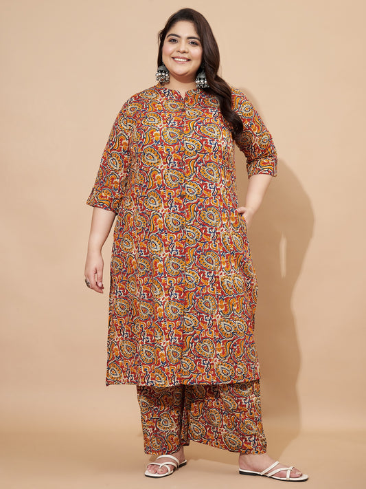 Red Kalamkari Printed Cotton Co-Ord Set