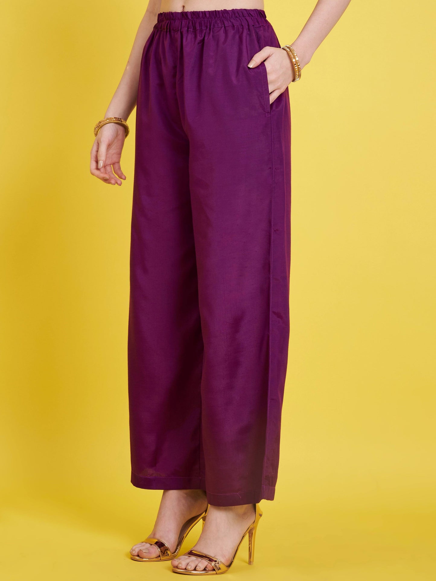 Purple Georgette Bandhani Straight Kurta Set