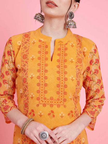 Yellow Georgette Straight Kurta Set