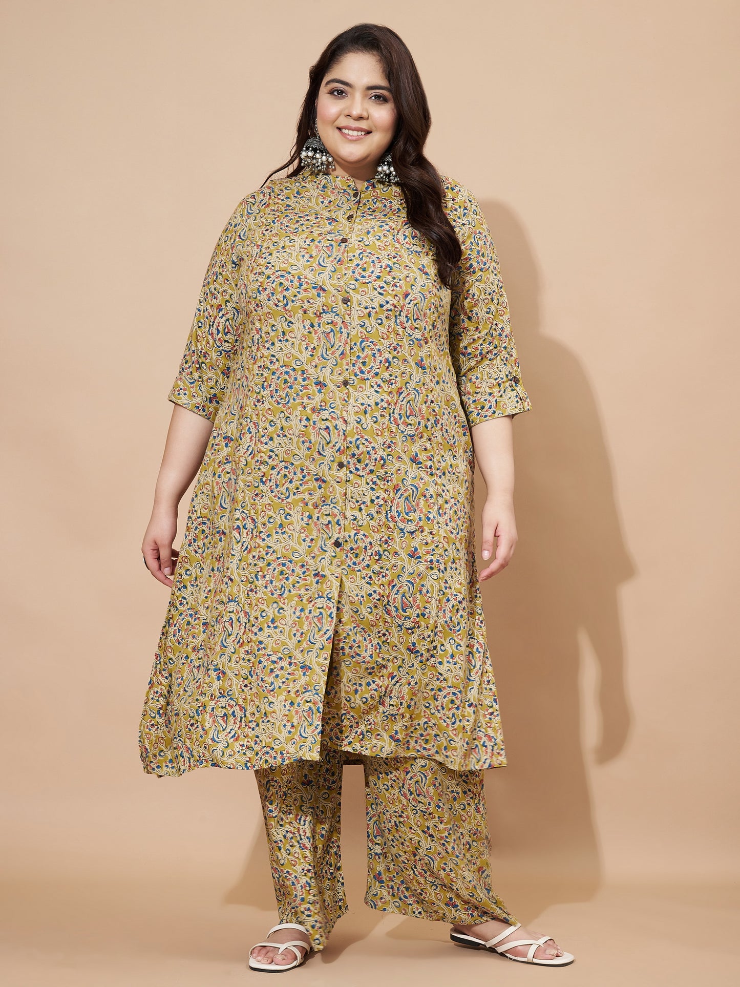 Mahendi Green Rayon Floral Printed A-Line Co-Ord Set