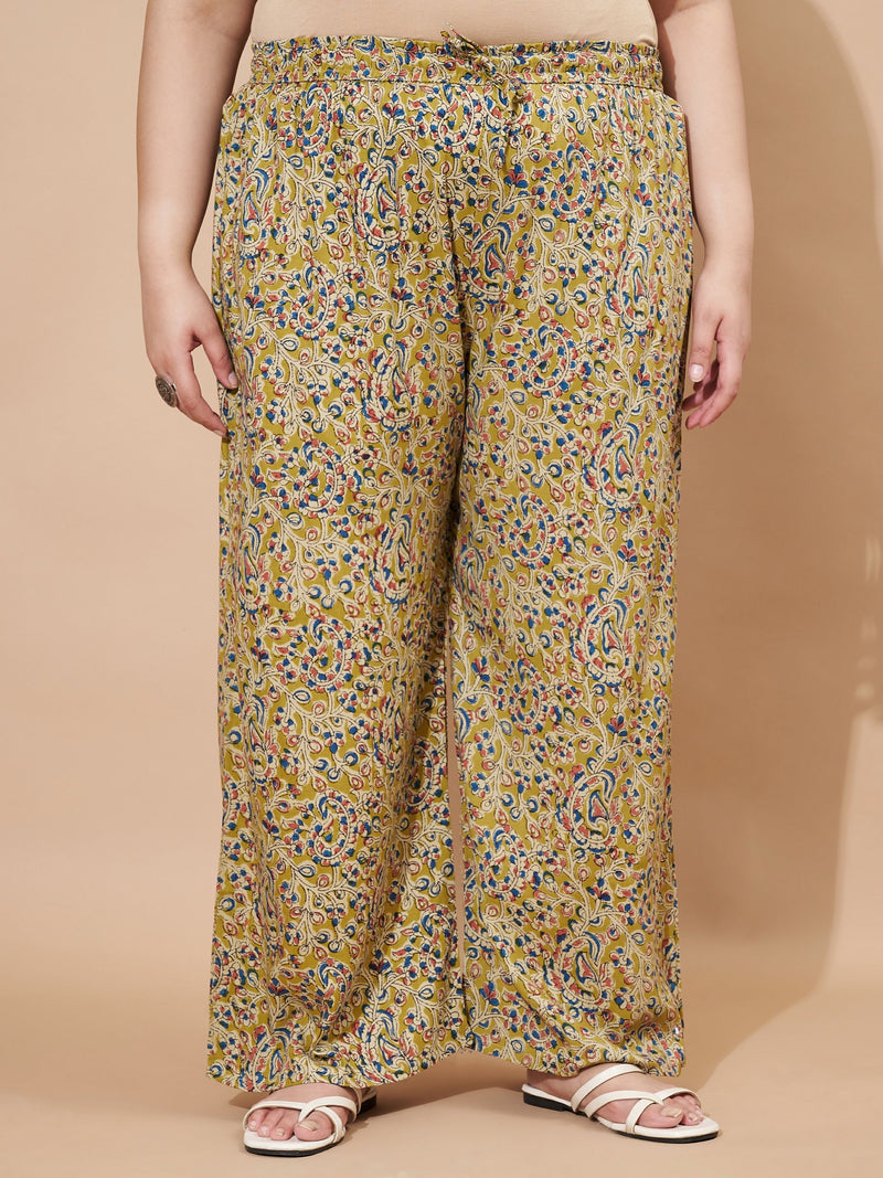 Mahendi Green Floral Printed A-Line Rayon Co-Ord Set