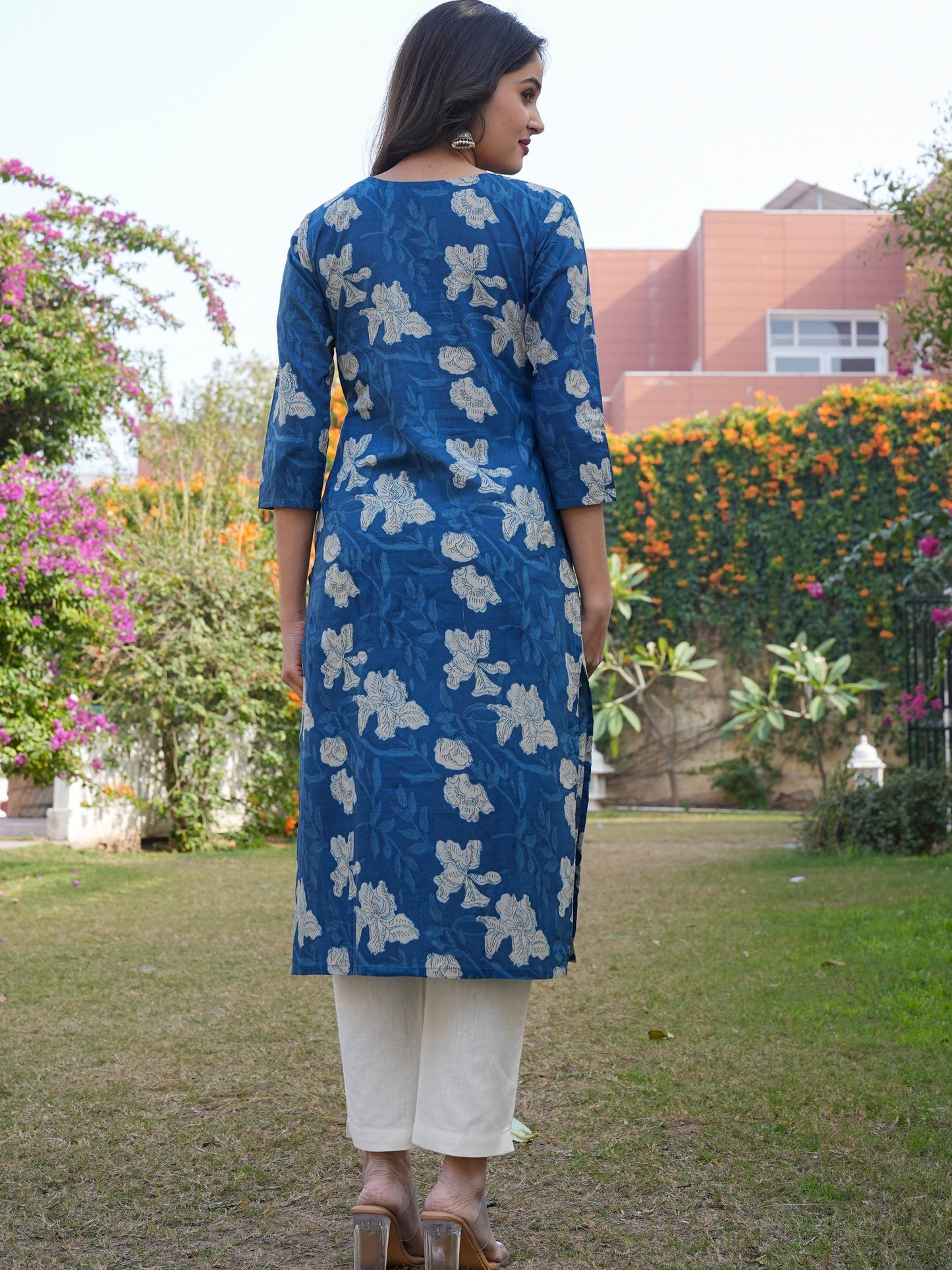 Blue Straight Cotton Kurta