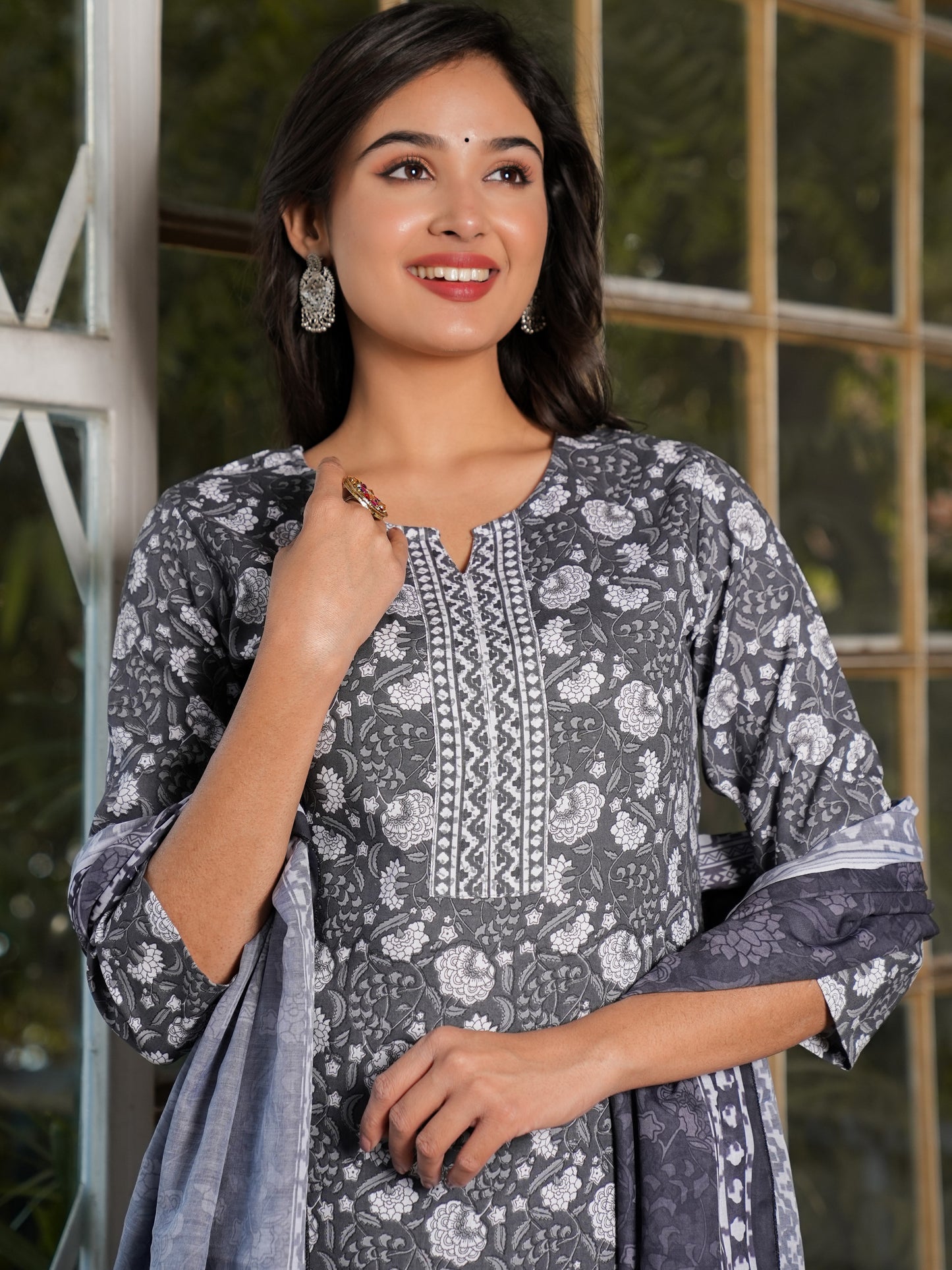 Grey Rayon Straight Kurta Set