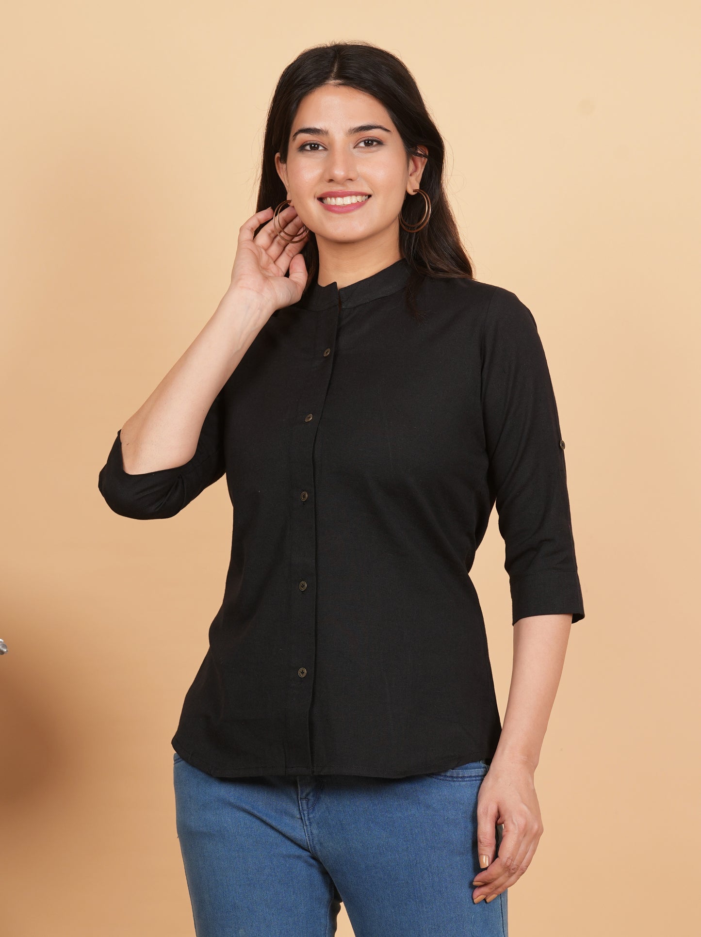 Black A-Line Cotton Blend Top