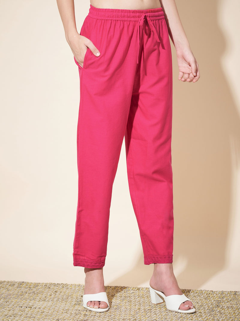 Pink Straight Cotton-Flex Kurta with Pant