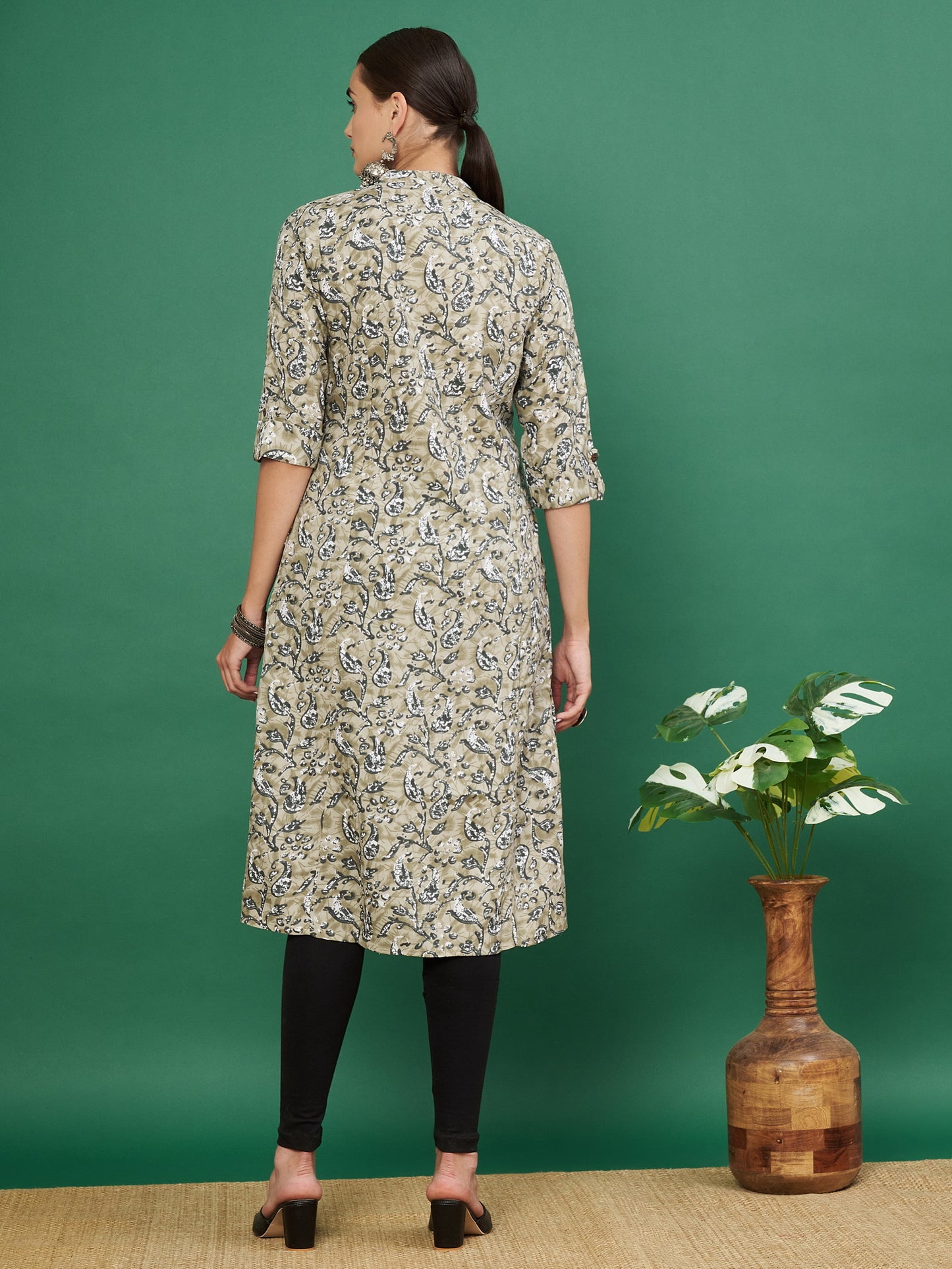 Beige Rayon Kalamkari printed Kurta