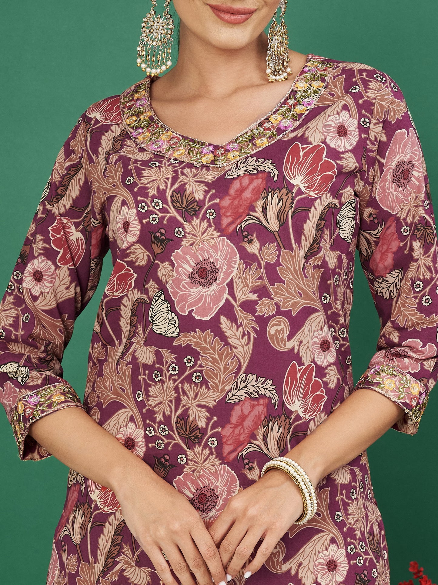 Purple Cotton printed Kurta