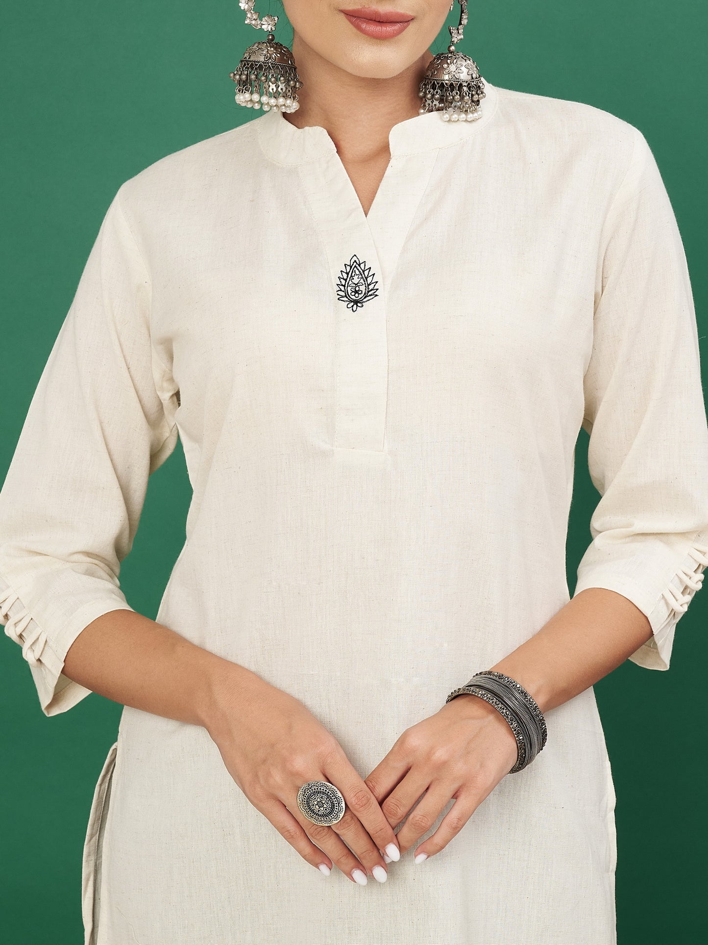 White Cotton Flex Straight Kurta