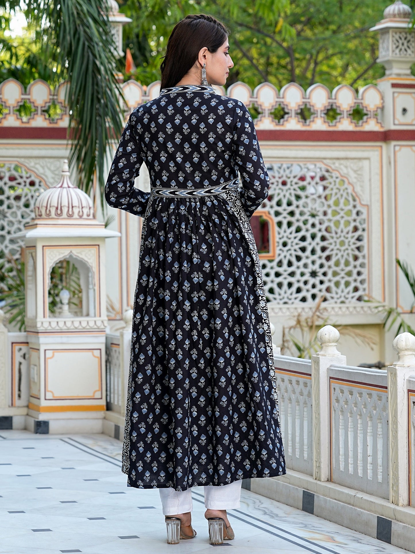 Black Printed Cotton Gown