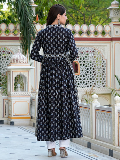 Black Printed Cotton Gown
