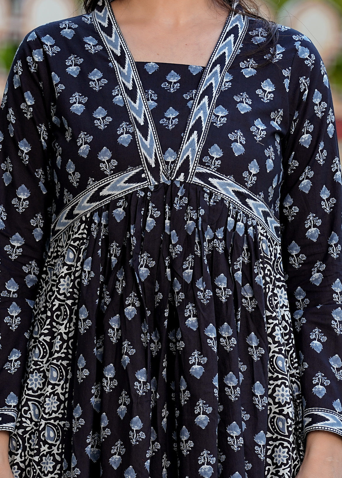 Black Printed Cotton Gown