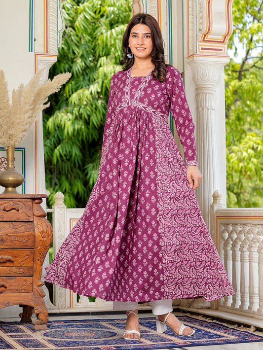 Lavender Printed Cotton Gown