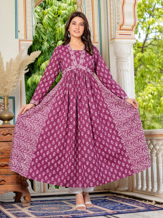 Lavender Printed Cotton Gown