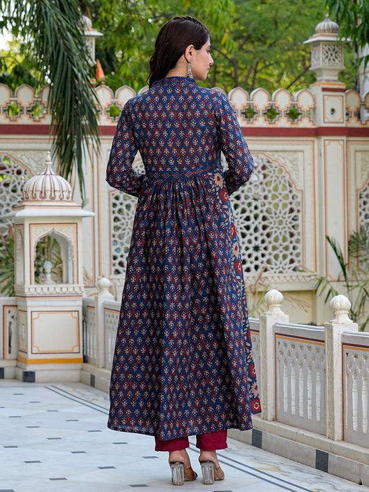 Blue Printed Cotton Gown