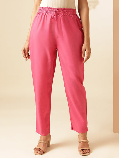 Pink Cotton Solid Angrakha Co-Ord Set