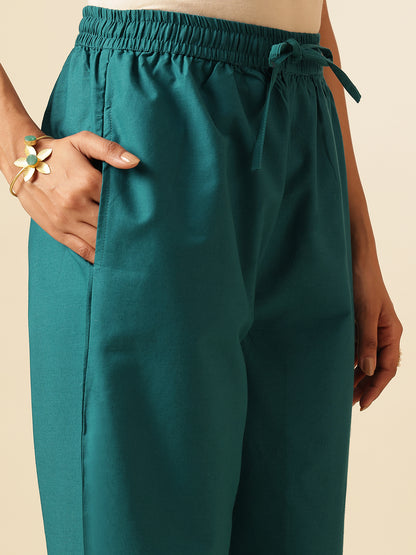 Teal Cotton Solid A-Line Co-Ord Set