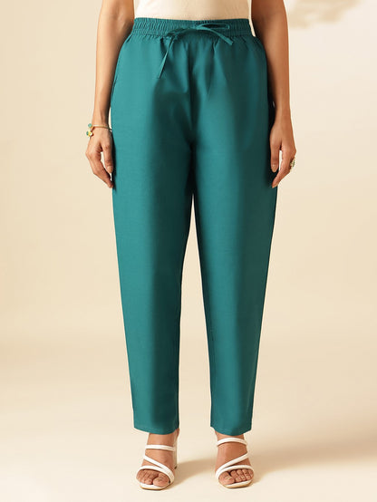 Teal Cotton Solid A-Line Co-Ord Set