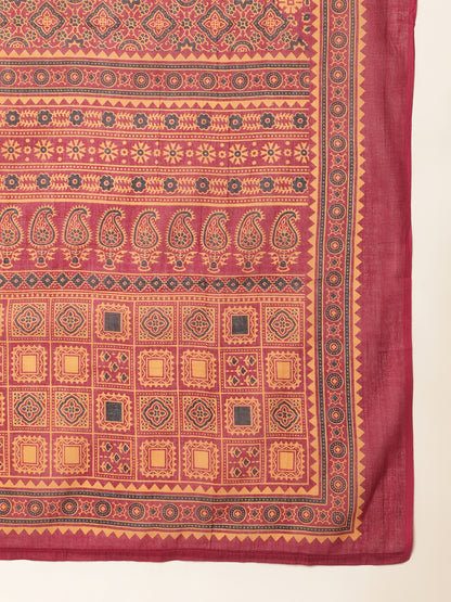 Magenta Cotton Solid Straight Kurta Set