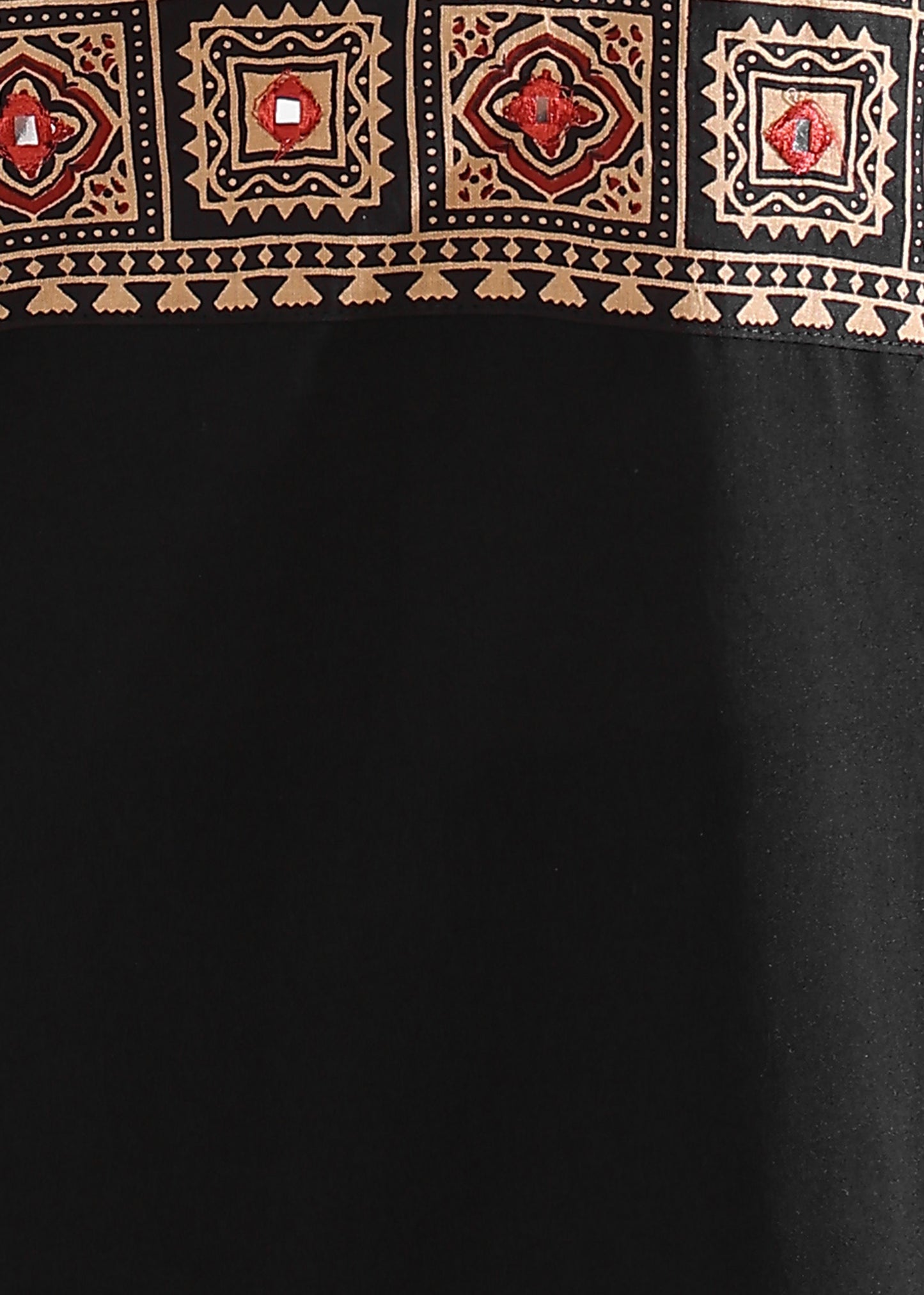 Black Solid (Printed Dupatta) Straight Cotton Stitched Kurta Set