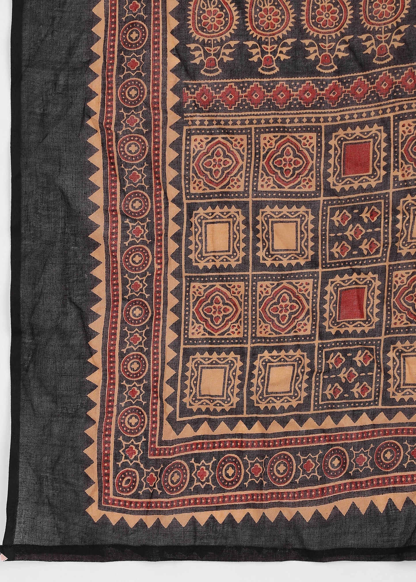 Black Solid (Printed Dupatta) Straight Cotton Stitched Kurta Set